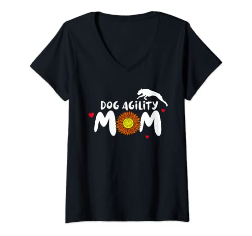 Damen Hund Agility Mama für Frauen T-Shirt mit V-Ausschnitt von Dog Agility Mom Tee