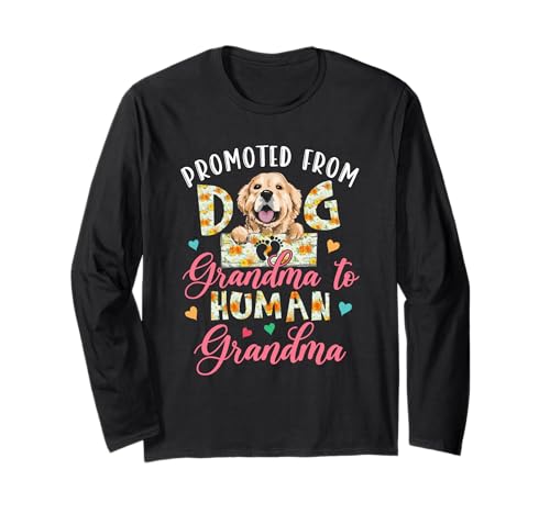 Promoted From Dog Grandma To Human Grandma Expecting Baby Langarmshirt von Dog Baby Shower Costume
