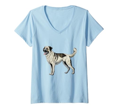 Damen Niedliche anatolische Schäferhund-Liebhaber-Grafik T-Shirt mit V-Ausschnitt Damen Niedliche anatolische Schäferhund-Liebhaber-Grafik T-Shirt mit V-Ausschnitt von Dog Breed Designs