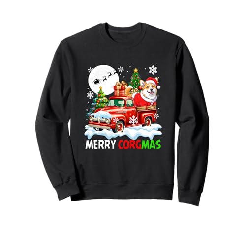 Merry Christmas Santa Corgi On Pickup Truck Owner Kids Sweatshirt von Dog Christmas Costume
