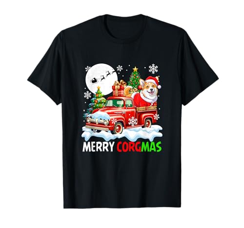 Merry Christmas Santa Corgi On Pickup Truck Owner Kids T-Shirt von Dog Christmas Costume