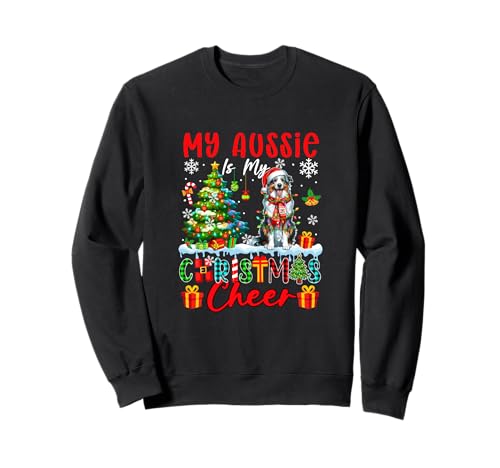 My Aussie is My Xmas Cheer Funny Santa Dog Owner Kids Sweatshirt von Dog Christmas Costume