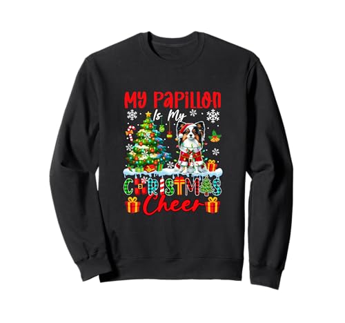 My Papillon is My Xmas Cheer Funny Santa Dog Owner Kids Sweatshirt von Dog Christmas Costume