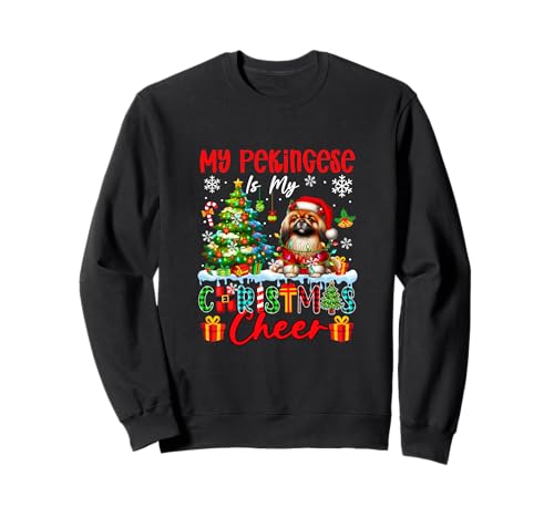 My Pekingese is My Xmas Cheer Funny Santa Dog Owner Kids Sweatshirt von Dog Christmas Costume