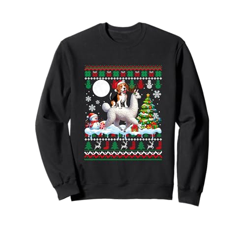 Santa Beagle Riding Lama Sweater Christmas Owner Kids Sweatshirt von Dog Christmas Costume