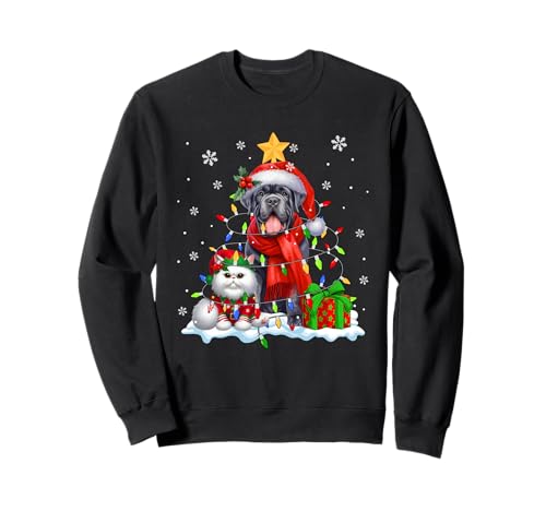 Santa Cane Corso With Elf Cat Christmas Lights Owner Kids Sweatshirt von Dog Christmas Costume