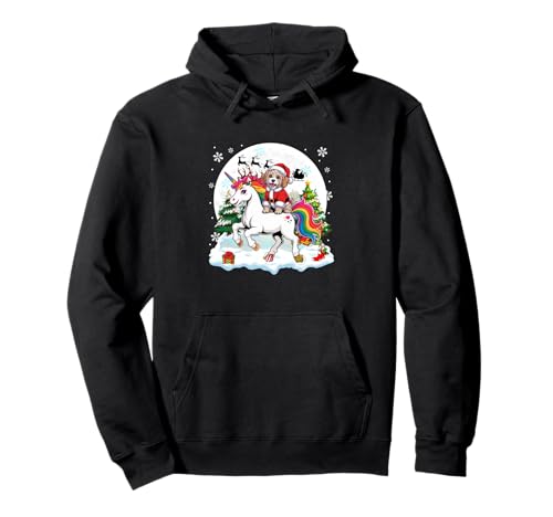 Santa Cockapoo Reiten Einhorn Rentier Weihnachten Besitzer Kinder Pullover Hoodie von Dog Christmas Costume