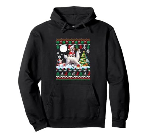 Santa Cockapoo Reiten Lama Pullover Weihnachten Besitzer Kinder Pullover Hoodie von Dog Christmas Costume