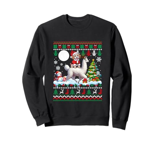 Santa Cockapoo Reiten Lama Pullover Weihnachten Besitzer Kinder Sweatshirt von Dog Christmas Costume