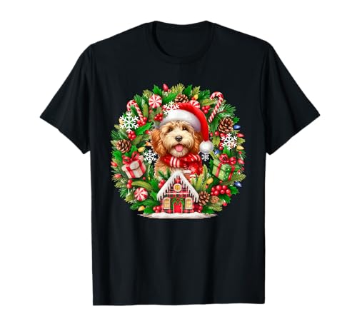 Santa Cockapoo Weihnachten Floral Circle Matching Owner Kids T-Shirt von Dog Christmas Costume