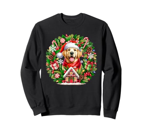 Santa Golden Retriever Weihnachten Floral Circle Besitzer Kinder Sweatshirt von Dog Christmas Costume