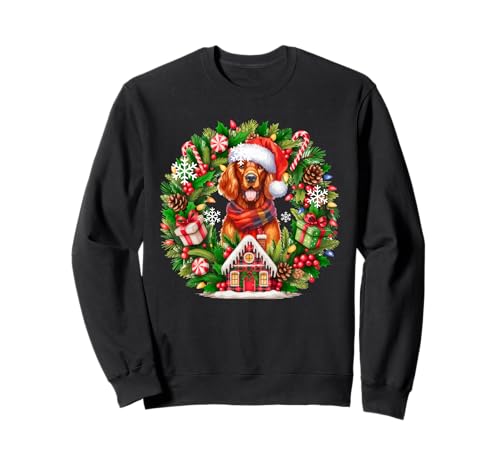 Santa Irish Setter Christmas Floral Circle, Besitzer, Kinder Sweatshirt von Dog Christmas Costume