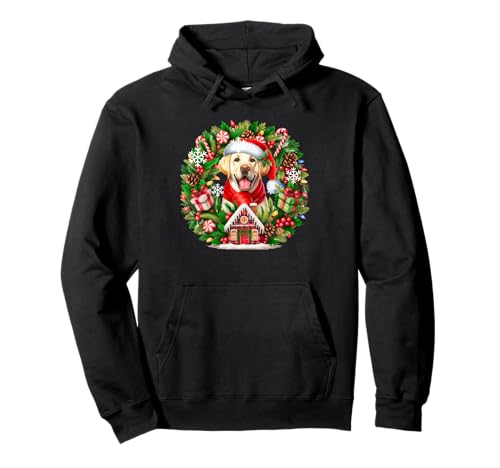 Santa Labrador Retriever Weihnachten Floral Circle Besitzer Kinder Pullover Hoodie von Dog Christmas Costume
