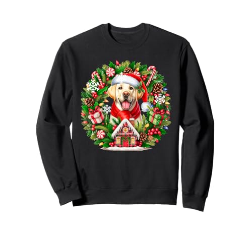Santa Labrador Retriever Weihnachten Floral Circle Besitzer Kinder Sweatshirt von Dog Christmas Costume