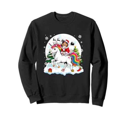Santa Sheltie Reiteinhorn Rentier Weihnachtsbesitzer Kinder Sweatshirt von Dog Christmas Costume