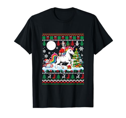 Santa Whippet Reiten Einhorn Pullover Weihnachten Besitzer Kinder T-Shirt von Dog Christmas Costume