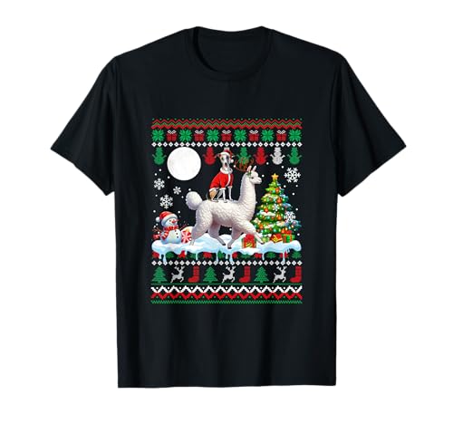 Santa Whippet Reiten Lama Pullover Weihnachten Besitzer Kinder T-Shirt von Dog Christmas Costume