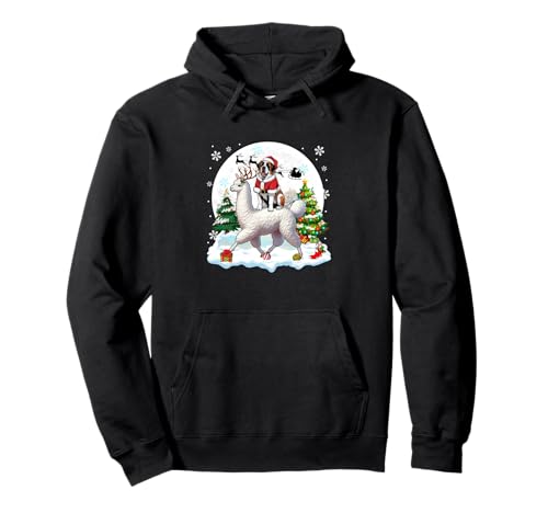 Weihnachtsmann Bernhardiner reitet Lama, Rentier, Weihnachtsbesitzer Kinder Pullover Hoodie von Dog Christmas Costume