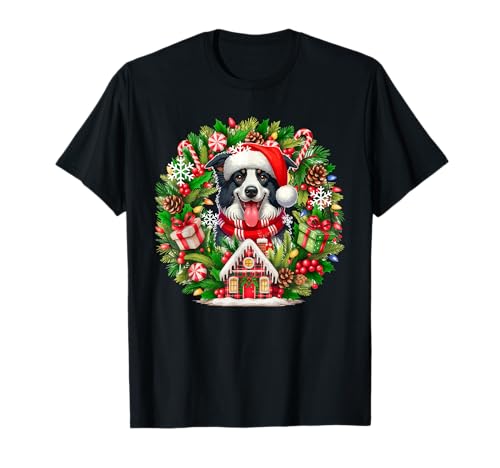 Weihnachtsmann Border Collie Weihnachten Floral Circle Besitzer Kinder T-Shirt von Dog Christmas Costume