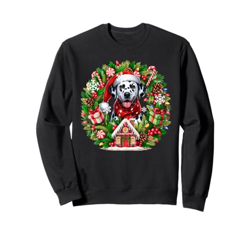 Weihnachtsmann Dalmatiner Weihnachten Floral Circle Matching Owner Kids Sweatshirt von Dog Christmas Costume