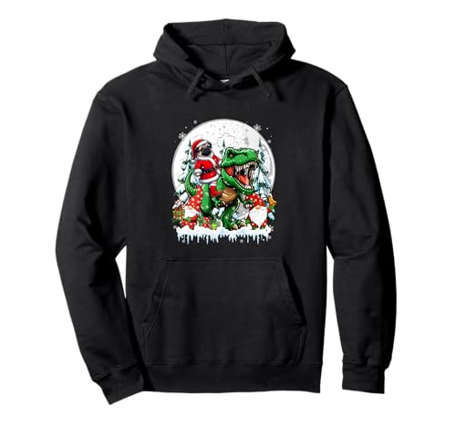 Weihnachtsmann Hund Reiten T-Rex Zwerge Weihnachtsbäume Familie Kinder Pullover Hoodie von Dog Christmas Costume