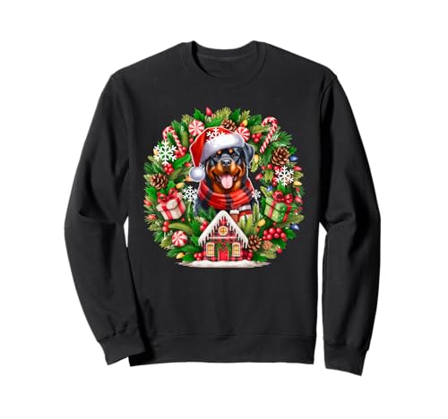 Weihnachtsmann Rottweiler Weihnachten Floral Circle Matching Owner Kids Sweatshirt von Dog Christmas Costume