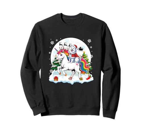 Weihnachtsmann Samojede, reitendes Einhorn, Rentier, Weihnachtsbesitzer, Kinder Sweatshirt von Dog Christmas Costume