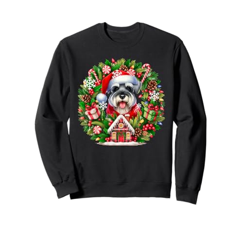 Weihnachtsmann Schnauzer Weihnachten Floral Circle Matching Owner Kids Sweatshirt von Dog Christmas Costume