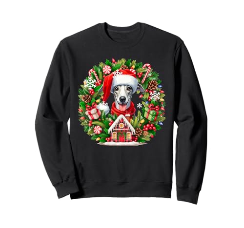 Weihnachtsmann Whippet Weihnachten Floral Circle Matching Owner Kids Sweatshirt von Dog Christmas Costume