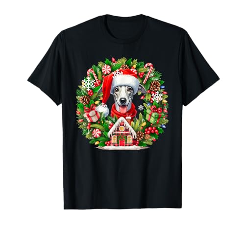 Weihnachtsmann Whippet Weihnachten Floral Circle Matching Owner Kids T-Shirt von Dog Christmas Costume
