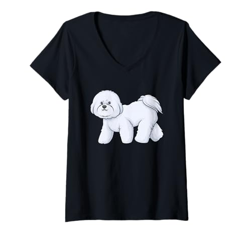 Damen Bichon Frisé Hund spazieren gehen lustig niedlich T-Shirt mit V-Ausschnitt Damen Bichon Frisé Hund spazieren gehen lustig niedlich T-Shirt mit V-Ausschnitt von Dog Collection inc