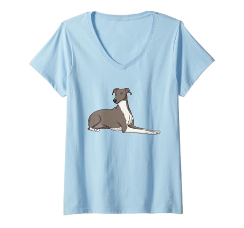Damen Windhund liegend lustig niedlich T-Shirt mit V-Ausschnitt Damen Windhund liegend lustig niedlich T-Shirt mit V-Ausschnitt von Dog Collection inc