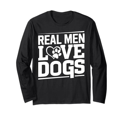 Echte Männer lieben Hunde Hund Papa Langarmshirt von Dog Dad Gifts for Men