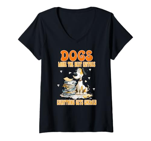 Damen Dogs Make The Best Editors. Everything gets chewed. T-Shirt mit V-Ausschnitt Damen Dogs Make The Best Editors. Everything gets chewed. T-Shirt mit V-Ausschnitt von Dog Dogs Make Editors Chewed Drafts Bookmark Read