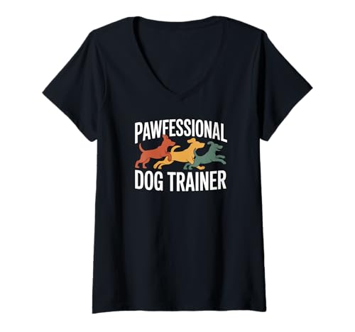 Damen Pawfessional Hundetrainer, lustiger Hundeliebhaber T-Shirt mit V-Ausschnitt Damen Pawfessional Hundetrainer, lustiger Hundeliebhaber T-Shirt mit V-Ausschnitt von Dog Enthusiast Pet Lover Trainer Humor