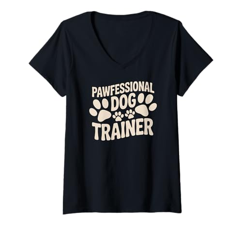 Damen Pawfessional Hundetrainer Enthusiast Pfotenabdrücke T-Shirt mit V-Ausschnitt Damen Pawfessional Hundetrainer Enthusiast Pfotenabdrücke T-Shirt mit V-Ausschnitt von Dog Enthusiasts Paw Love Pets Training
