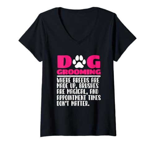 Damen Hundefriseur Pet Groomer Welpenpflege Lustige Hundepflege T-Shirt mit V-Ausschnitt Damen Hundefriseur Pet Groomer Welpenpflege Lustige Hundepflege T-Shirt mit V-Ausschnitt von Dog Groomer Dog Grooming Love Gift