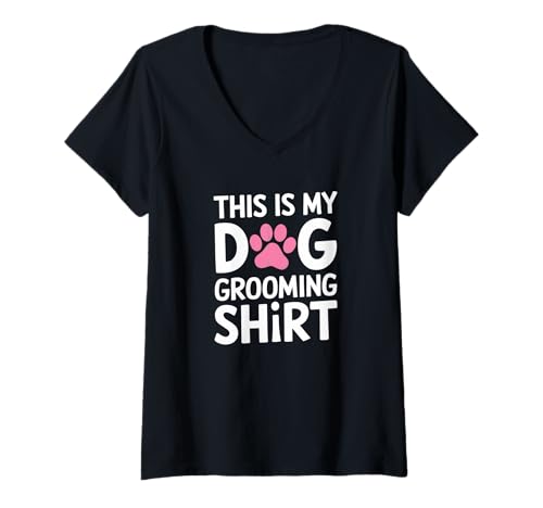 Damen This Is My Dog Grooming Funny Pet Stylist Animal Lover T-Shirt mit V-Ausschnitt von Dog Grooming Pro