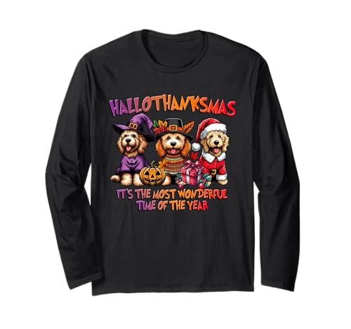 Goldendoodle Halloween Thanksgiving Weihnachten Männer Frauen Kind Langarmshirt von Dog Halloween Costume Dog Lover Goldendoodle