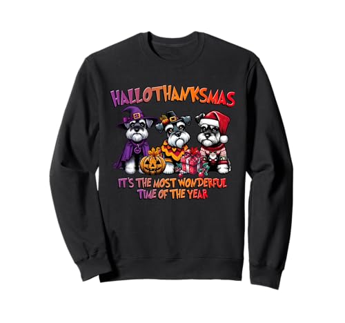 Schnauzer Halloween Thanksgiving Weihnachten Männer Frauen Kind Sweatshirt von Dog Halloween Costume Dog Lover Schnauzer