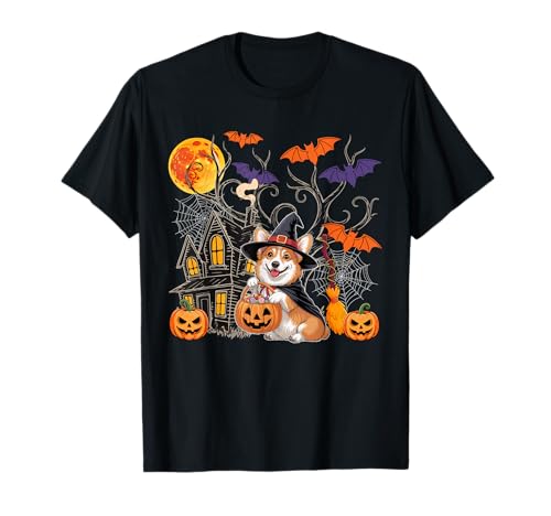 Corgi As Witch Halloween Castle Carved Pumpkins Owner Kids T-Shirt von Dog Halloween Costume
