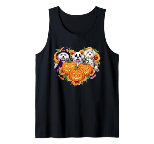 Drei Halloween Malteser Cosplay Hexe Boo Mama Tank Top von Dog Halloween Costume