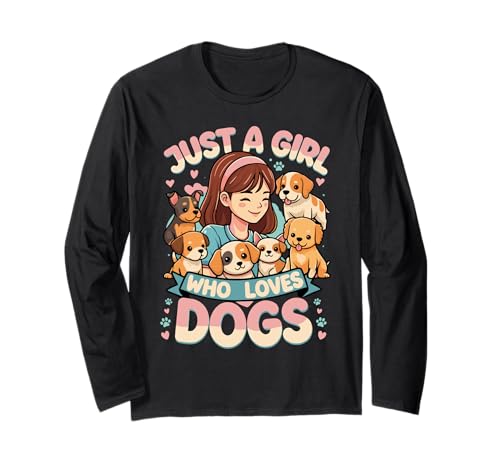 Dog Mom Design - Just a Girl Who Loves Dogs Langarmshirt Dog Mom Design - Just a Girl Who Loves Dogs Langarmshirt von Dog Lover Design Ideas Co.