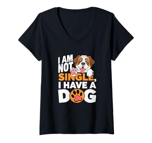 Damen Lustiger Haustierliebhaber T-Shirt mit V-Ausschnitt Damen Lustiger Haustierliebhaber T-Shirt mit V-Ausschnitt von Dog Lover Humor Single Dog Owner Puppy