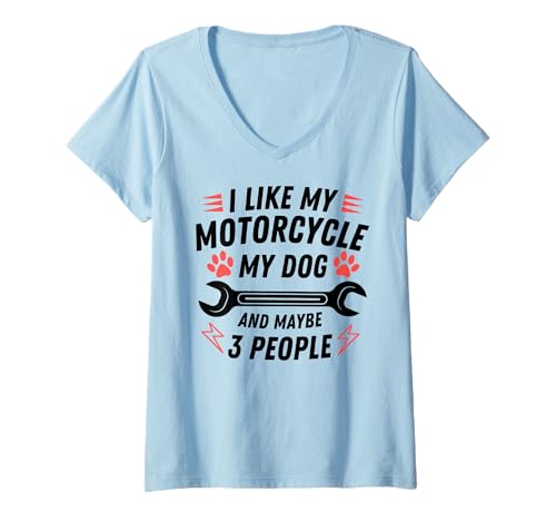 Damen Motorrad Hund Humor Motorrad Zitat T-Shirt mit V-Ausschnitt Damen Motorrad Hund Humor Motorrad Zitat T-Shirt mit V-Ausschnitt von Dog Lover Motorcycling Funny Dog Owner