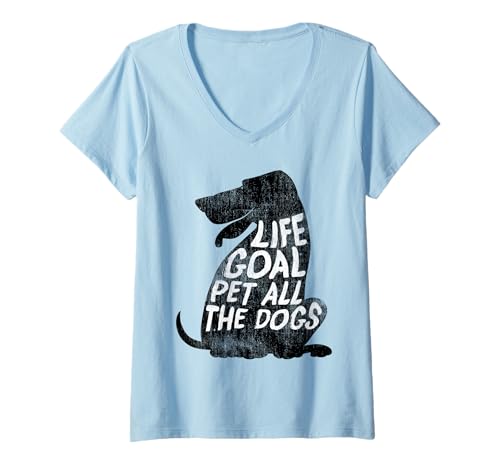 Damen Lustiges Lebensziel für Hundeliebhaber mit Aufschrift All The Dogs Mom Dad T-Shirt mit V-Ausschnitt von Dog Lover Pet All The Dogs Loves Dogs