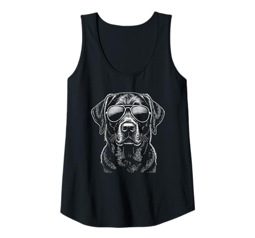 Damen Black Lab Labrador Retriever Hund in Sonnenbrille Tank Top von Dog Lover Pet Owner Outfits Gifts