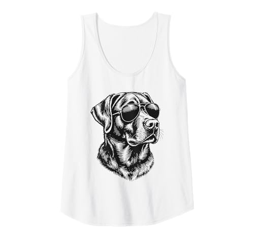 Damen Black Lab Labrador Retriever Hund trägt Sonnenbrille Grafik Tank Top von Dog Lover Pet Owner Outfits Gifts