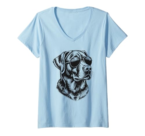 Damen Black Lab Labrador Retriever Lustiger Hund T-Shirt mit V-Ausschnitt von Dog Lover Pet Owner Outfits Gifts