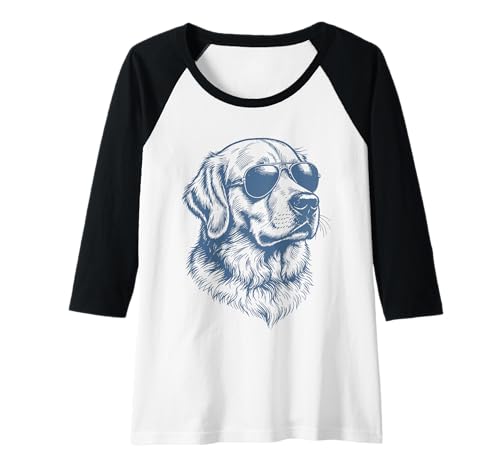 Damen Golden Retriever Hund in Sonnenbrille Raglan von Dog Lover Pet Owner Outfits Gifts